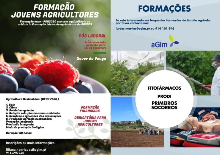 Formações em Jovem Agricultor, APF, PRODI e Primeiros Socorros